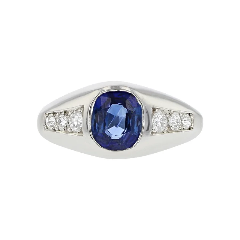 Art Deco Platinum Sapphire and Diamond Ring