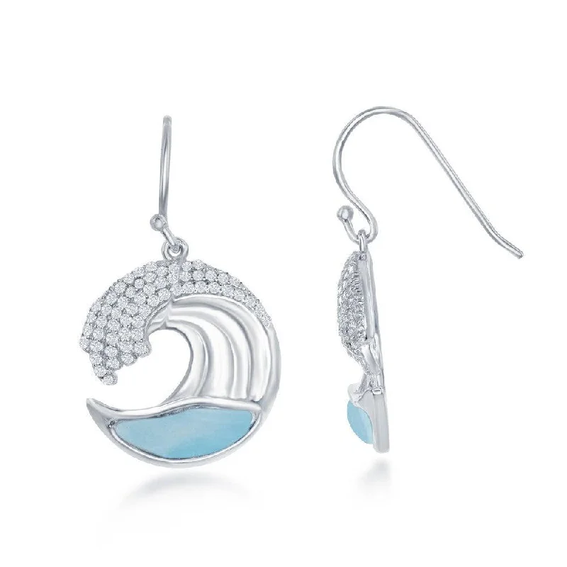 women’s gemstone earrings-Sterling Silver Blue Larimar Earrings