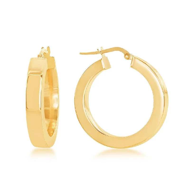 women’s oval earrings-Sterling Silver Gold Plated Gold Plated Square Hoop Earrings