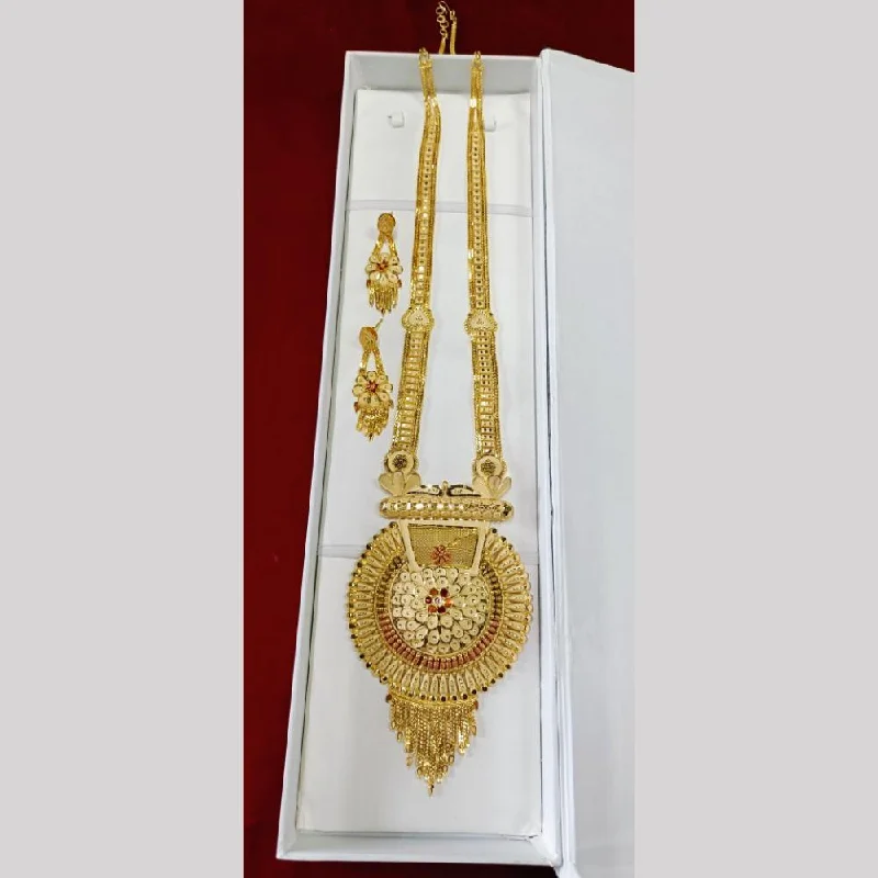 women’s fashion gold pendant necklace-Pari Art Jewellery Forming Long Necklace Set