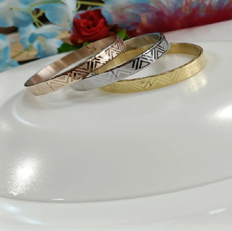 women’s heirloom engagement rings-women’s adjustable gold bracelet-Tarohi Jewels Set of Three Stainless Steel Unisex Kada- STKD 4165