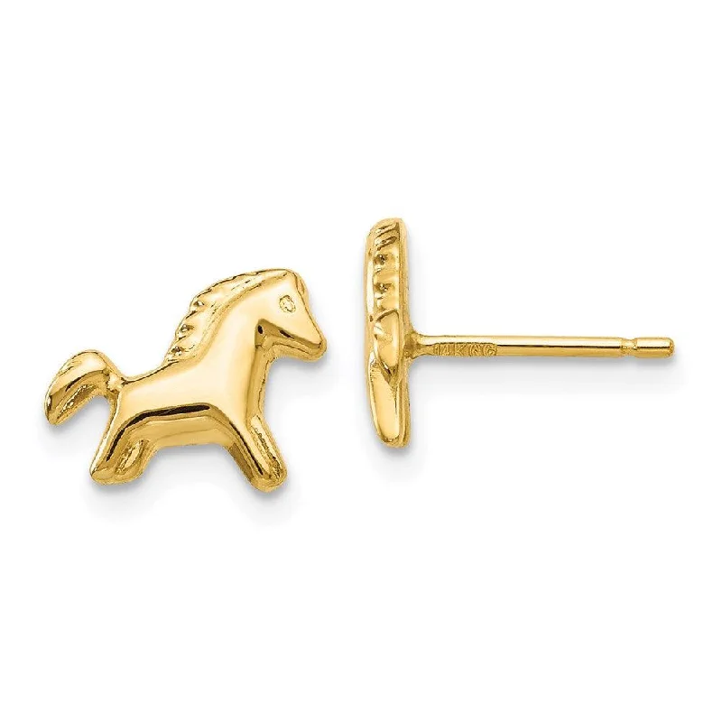 women’s rhinestone stud earrings-14k Pony Earrings