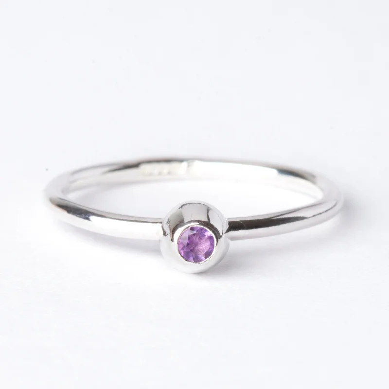 women’s fashion gold ring-Amethyst Small Honey Pot Ring