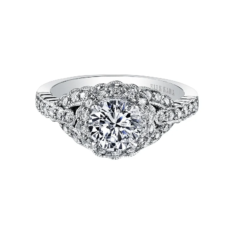 Platinum Halo Split Shoulders Diamond Ring Setting