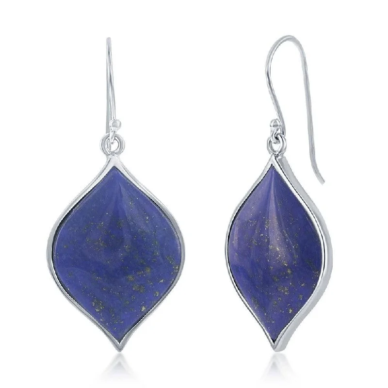 women’s large hoop earrings-Sterling Silver Lapis Marquise Shaped Earrings