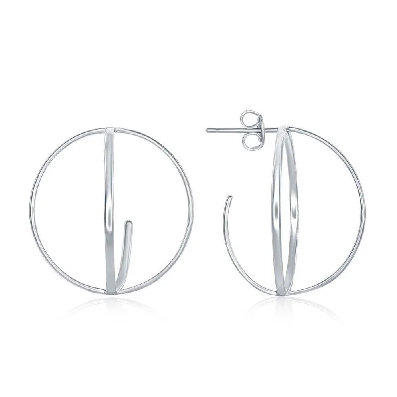 women’s glamorous earrings-Sterling Silver 3D Open Round Earrings