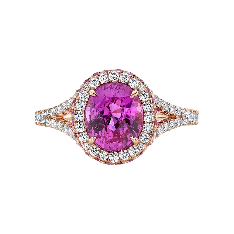 Pink Sapphire and Diamond Ring