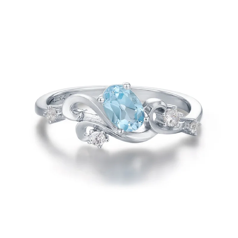 women’s luxury diamond ring-Azure Tide Blue Topaz Ring