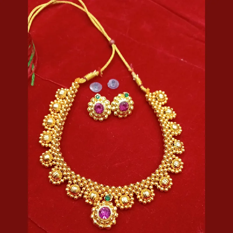 women’s fashion gold pendant necklace-Manisha Jewellery Gold Plated Necklace Set