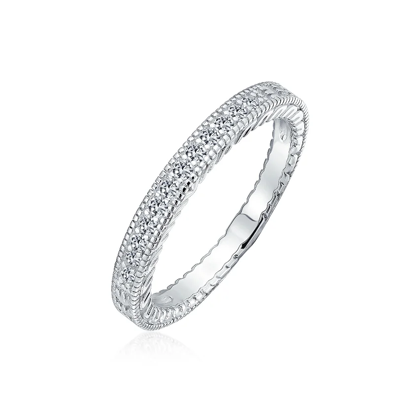 women’s vintage engagement ring-Pave CZ Cubic Zirconia Cocktail Statement Ring in .925 Sterling Silver