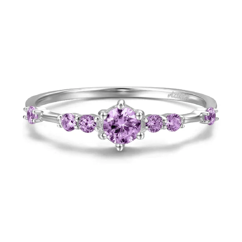 women’s cushion cut diamond ring-10K White Gold - The Center of the Universe Amethyst Ring - Size 9