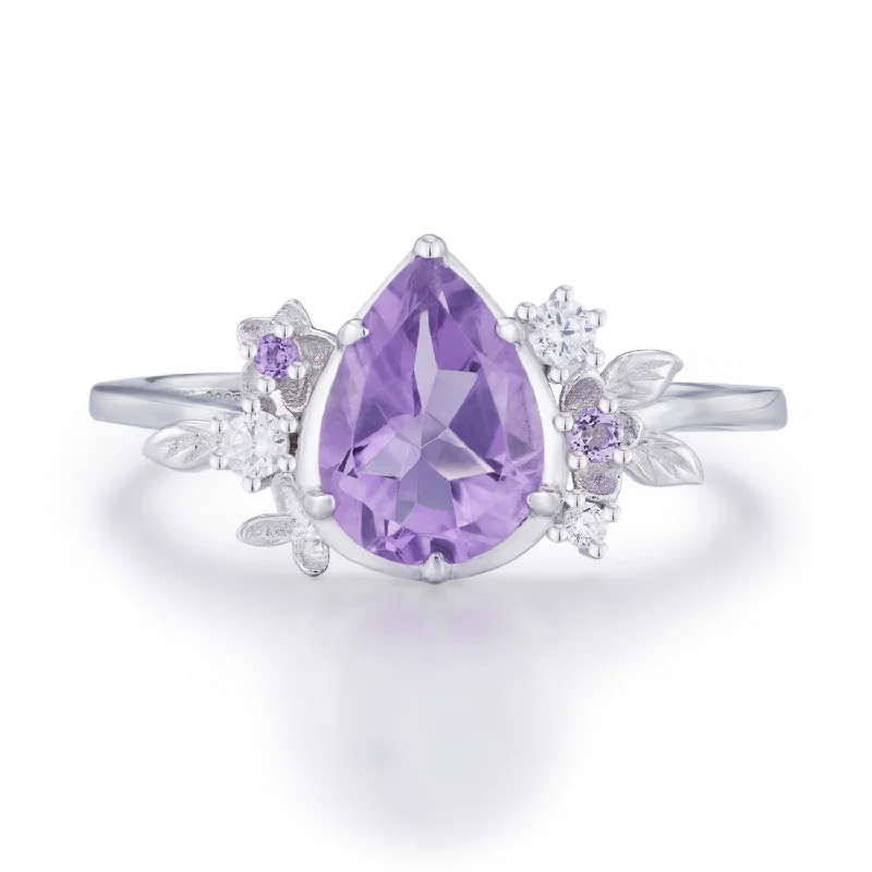 women’s statement ring-Violet Blooms Amethyst Ring