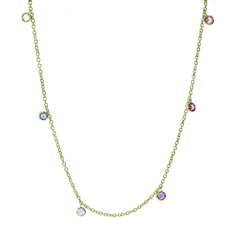 women’s vintage pendant necklace-Rainbow Sapphire Necklace