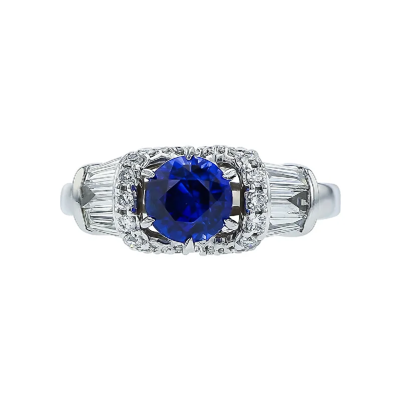 14K White Gold Sapphire and Diamond Ring