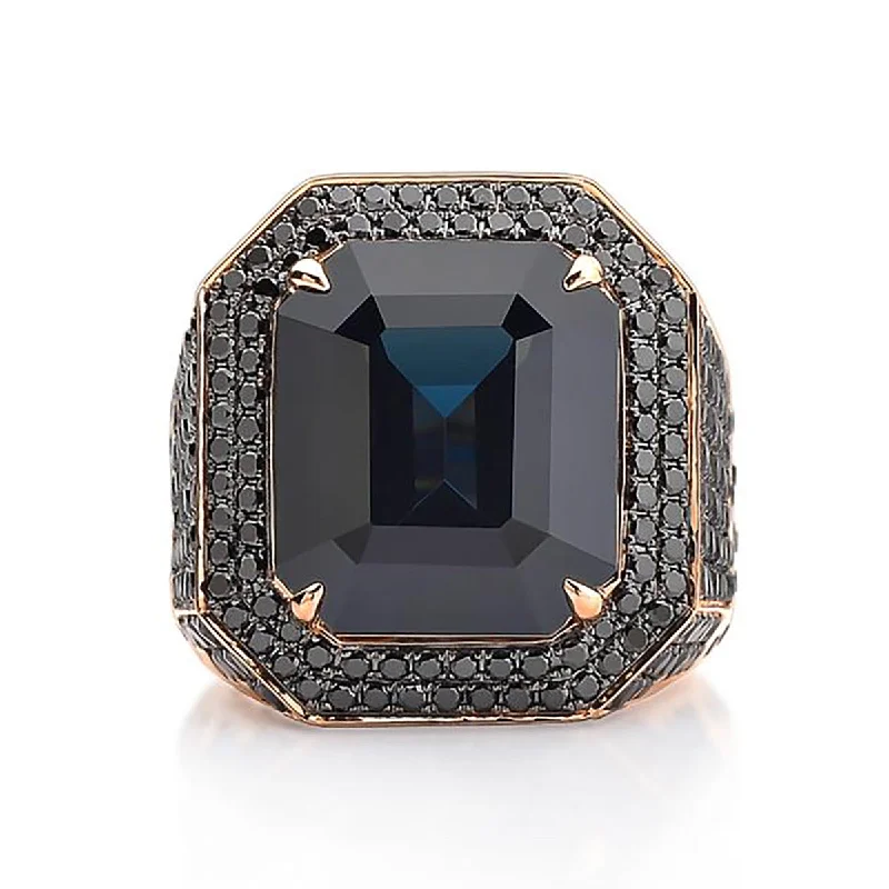 Black Spinel and Black Diamond Ring