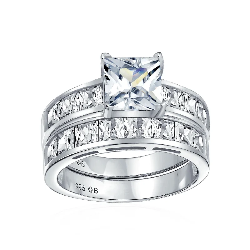 women’s signet ring-Traditional 2CT Princess Cut Cocktail Statement Ring in Sterling Silver