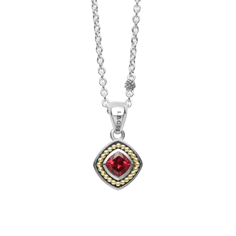 women’s gemstone drop necklace-Rhodolite Garnet Pendant Necklace