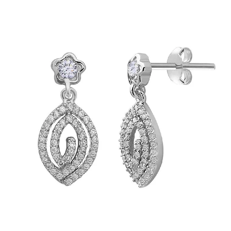 women’s silver hoop earrings-Sterling Silver CZ Marquise Earrings