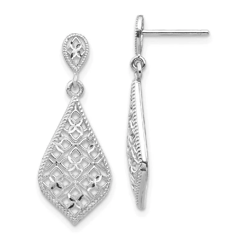 women’s stud earrings-14K White Gold Dangle Earrings