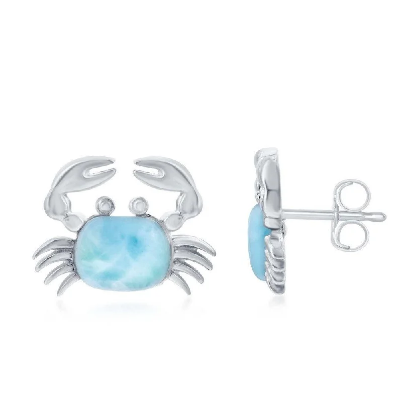 women’s double stud earrings-Sterling Silver Larimar Crab Earrings