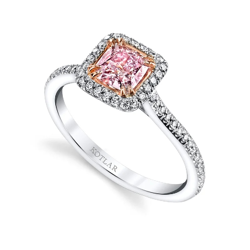 The Vault Fancy Pink Cushion Cut Diamond Ring