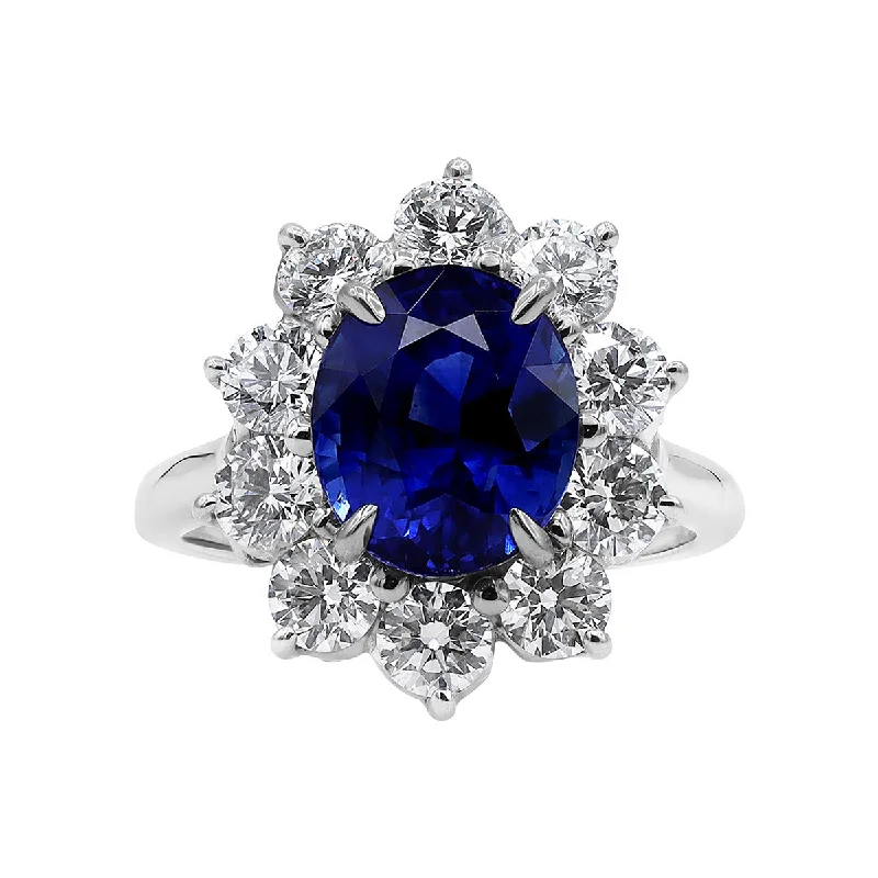 Platinum Sapphire and Diamond Ring