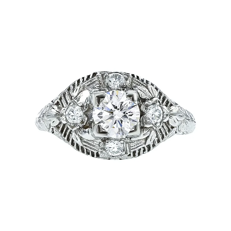 Art Deco Circa 1930s Platinum Diamond Ring