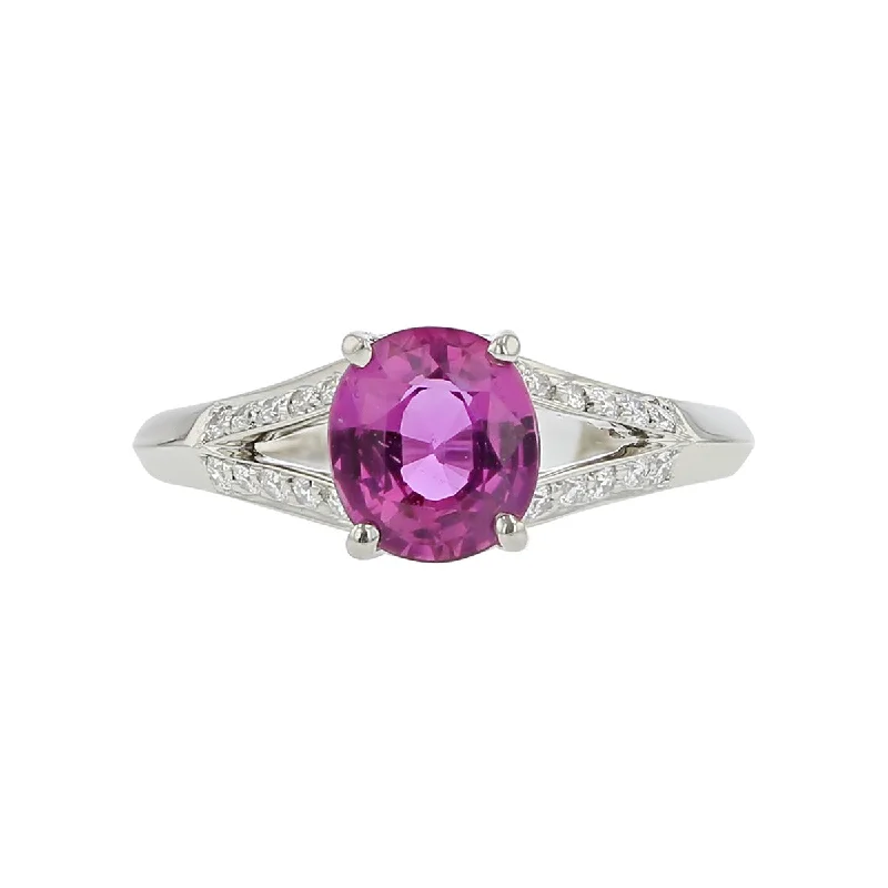 Pink Sapphire and Diamond Ring