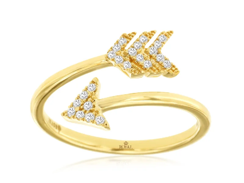 Yellow Gold Feather Diamond RIng