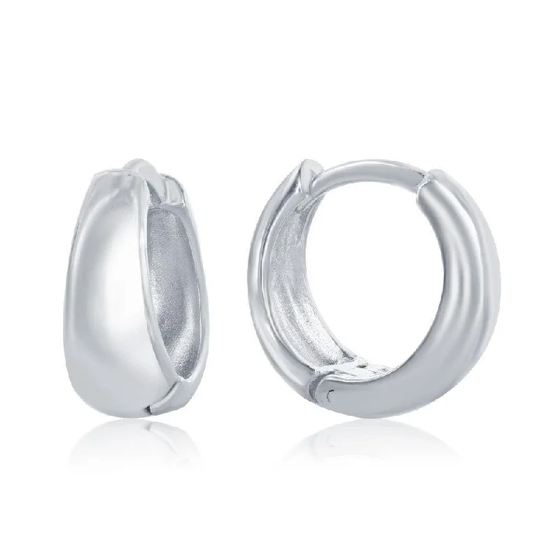 women’s pearl stud earrings-Sterling Silver Mini Huggie Earrings