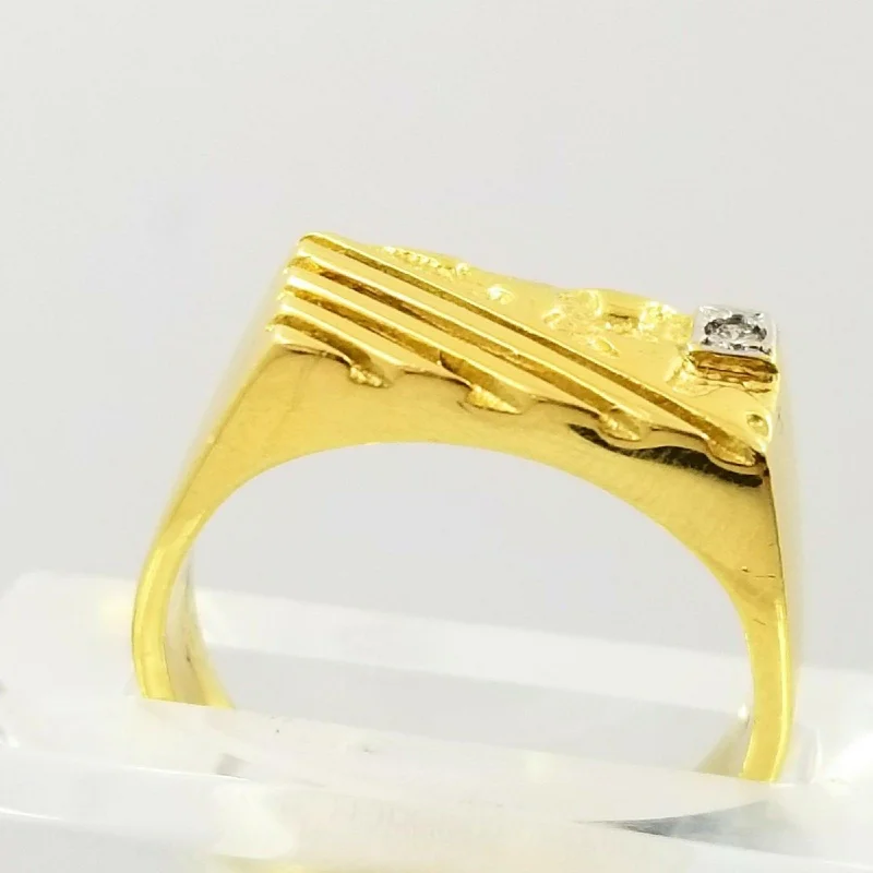 Yellow Gold Signet Diamond Ring