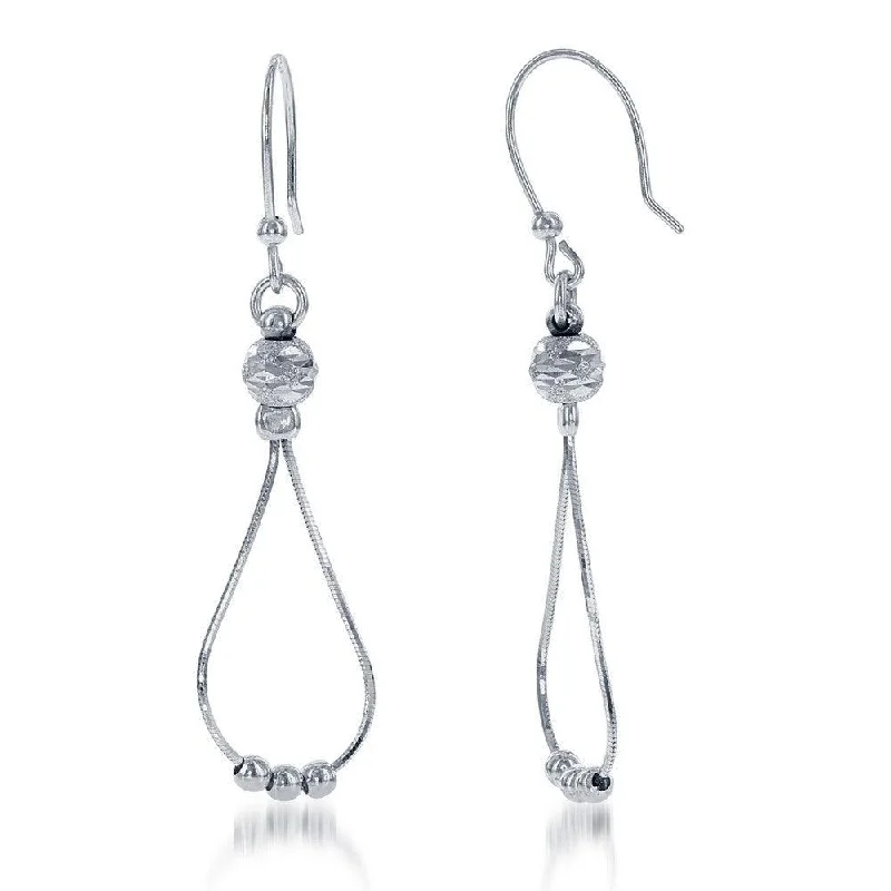 women’s luxury earrings-Sterling Silver Square Snake Loop and Bead Earrings