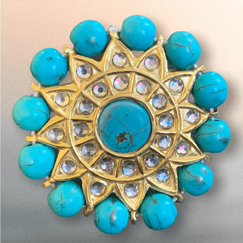 women’s square ring-DJR35 Kundan ring  turquoise  ( SHIPS IN 4 WEEKS )