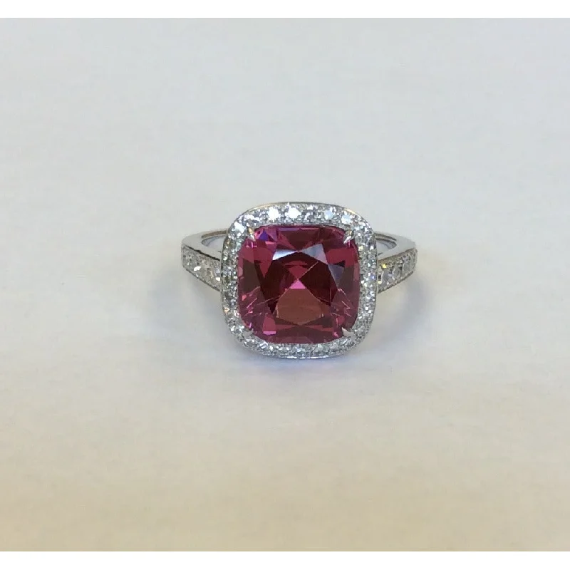 Platinum Spinel & Pave Diamond Ring