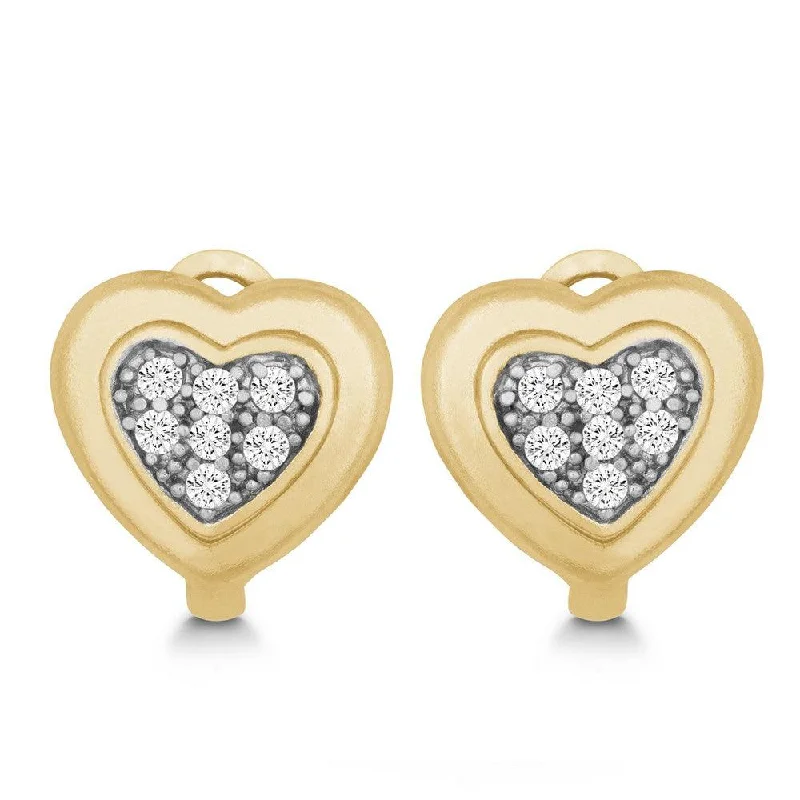 women’s sapphire earrings-Sterling Silver Gold Plated Heart Huggie Earrings