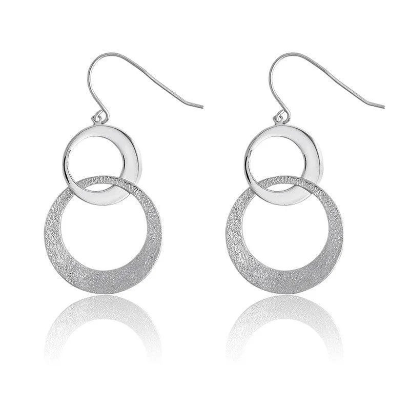 women’s platinum earrings-Sterling Silver D-C Interlocking Earrings