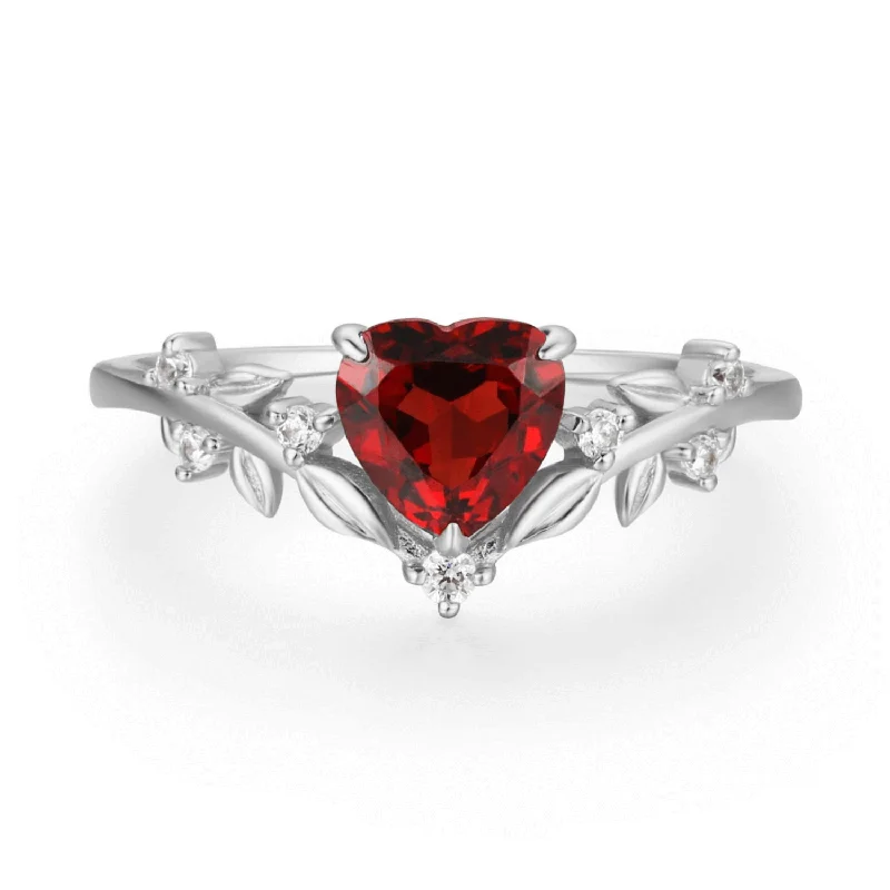 women’s heart ring-Heart’s Desire Red Garnet Ring©