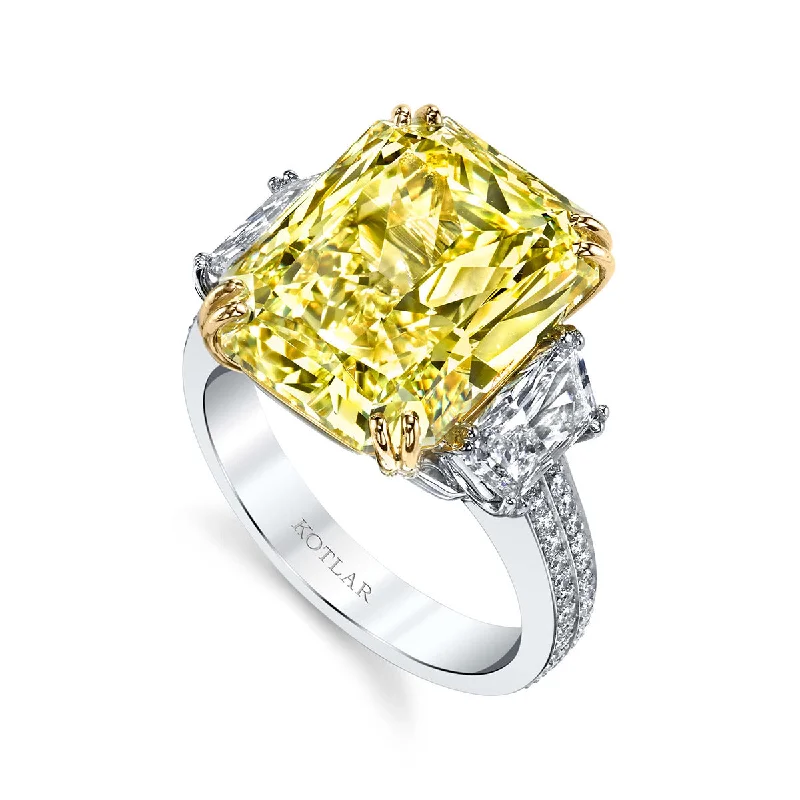 Fancy Intense Canary Yellow and Diamond Ring