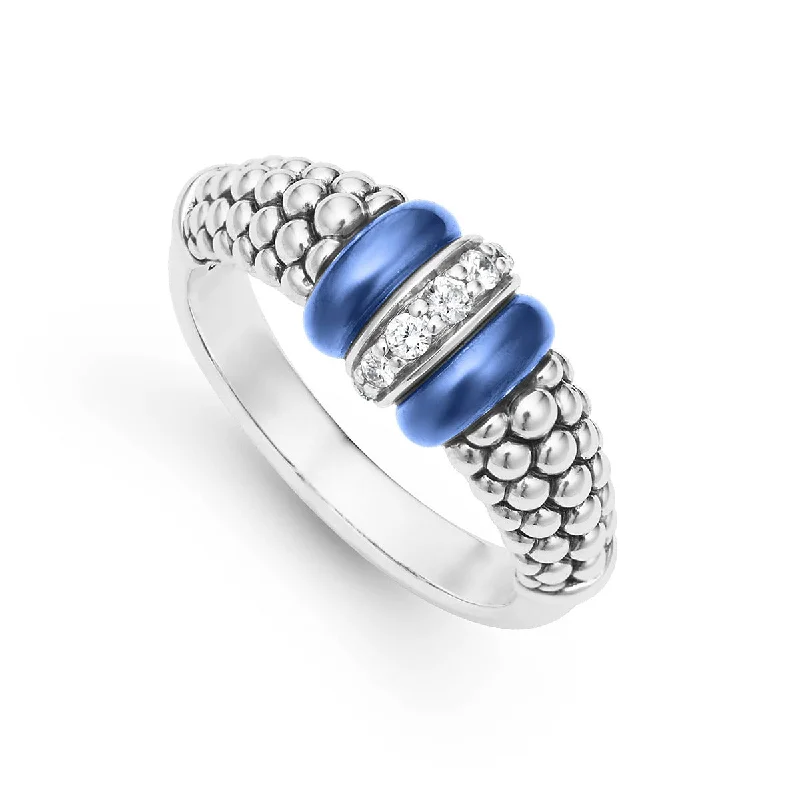 Ceramic and Caviar Diamond Ring