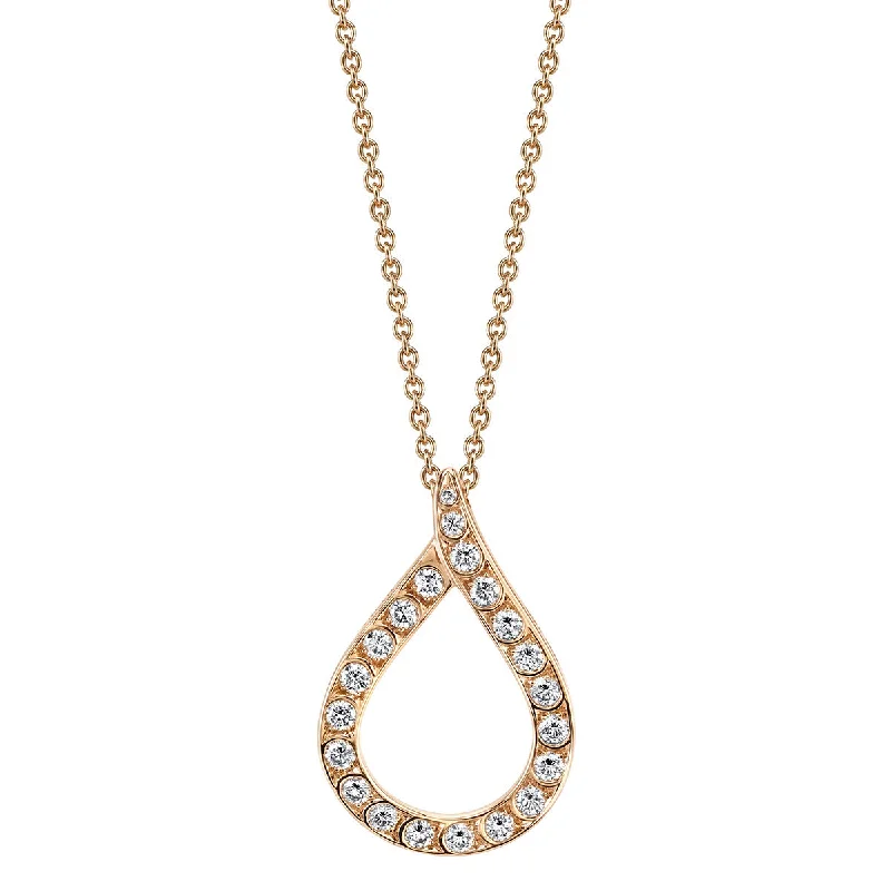 women’s elegant pendant necklace-Scallop Artisan Pave Teardrop Pendant Necklace