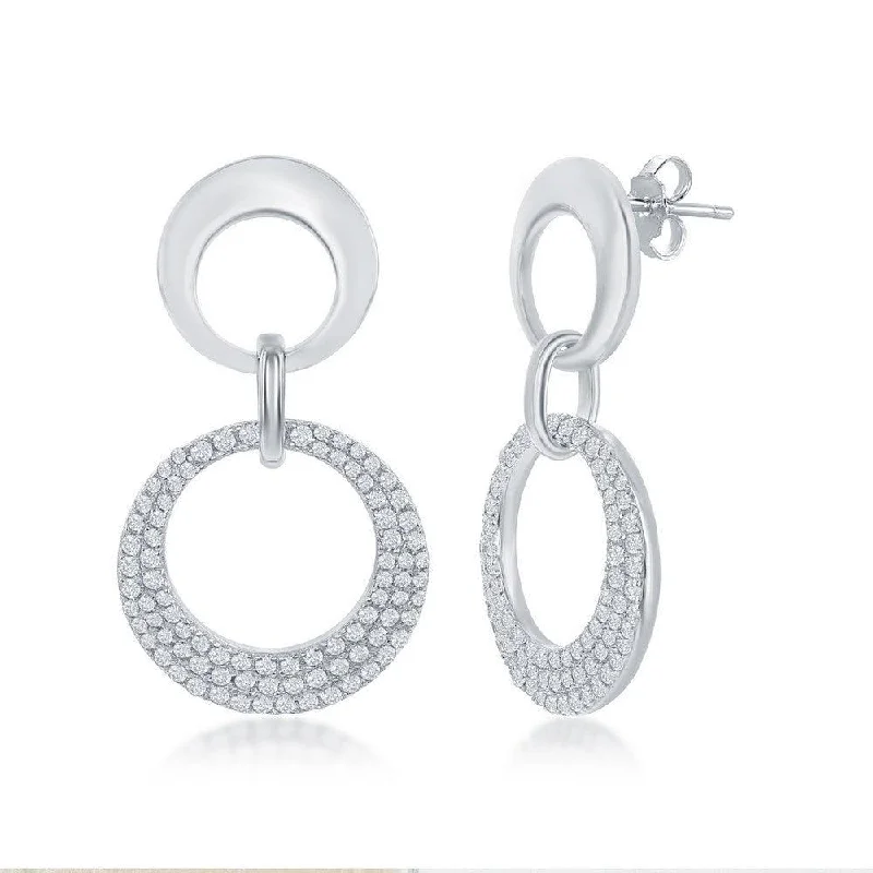 women’s pearl hoop earrings-Sterling Silver Interlocking Open Circle Earrings