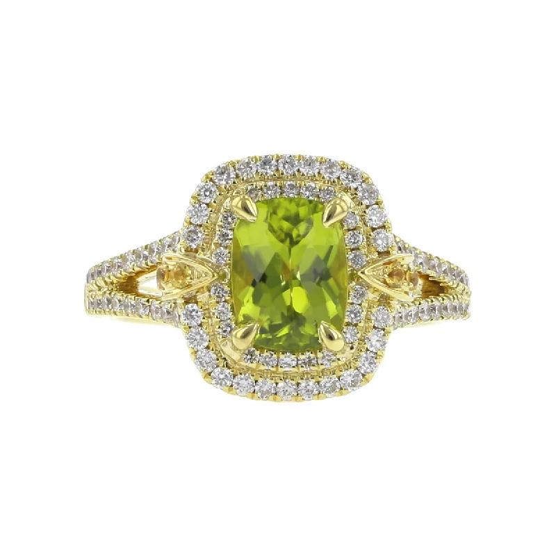 Peridot, Yellow Sapphire and Diamond Ring