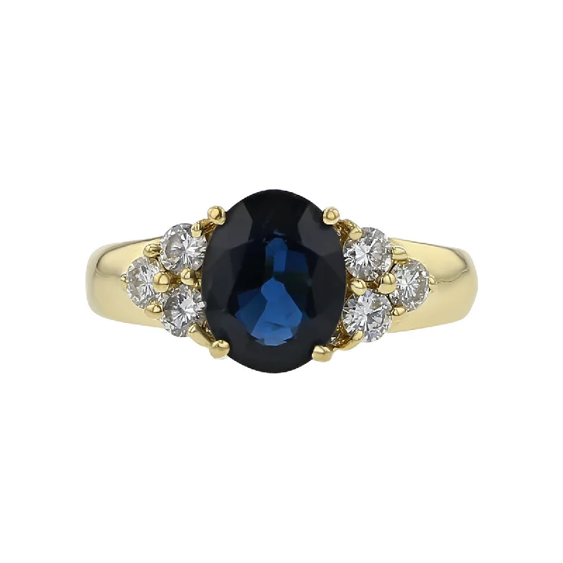 18K Yellow Gold Sapphire and Diamond Ring