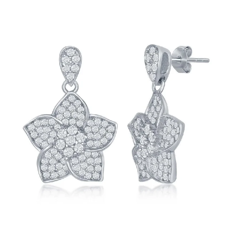 women’s multi-stone earrings-Sterling Silver CZ Daffodil Earrings