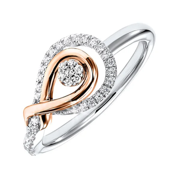 Sterling Silver Rose Gold Diamond Ring