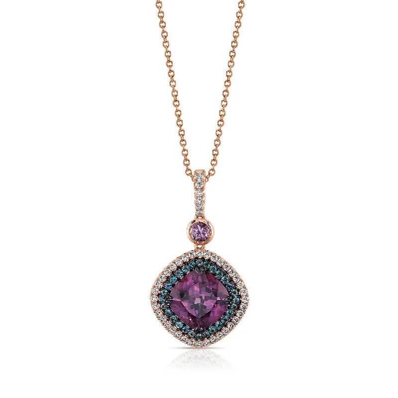 women’s tennis necklace-Purple Spinel, Alexandrite and Diamond Pendant Necklace