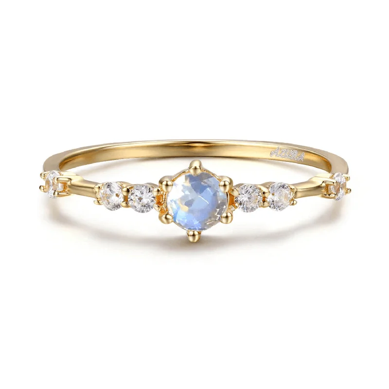 women’s geometric ring-The Center of the Universe Moonstone Ring (Yellow Gold)