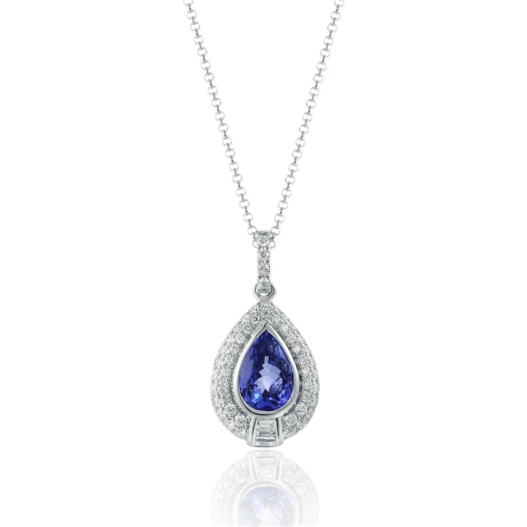 women’s double-layered necklace-Luvente 1.32ct Tanzanite & Diamond Necklace N02405