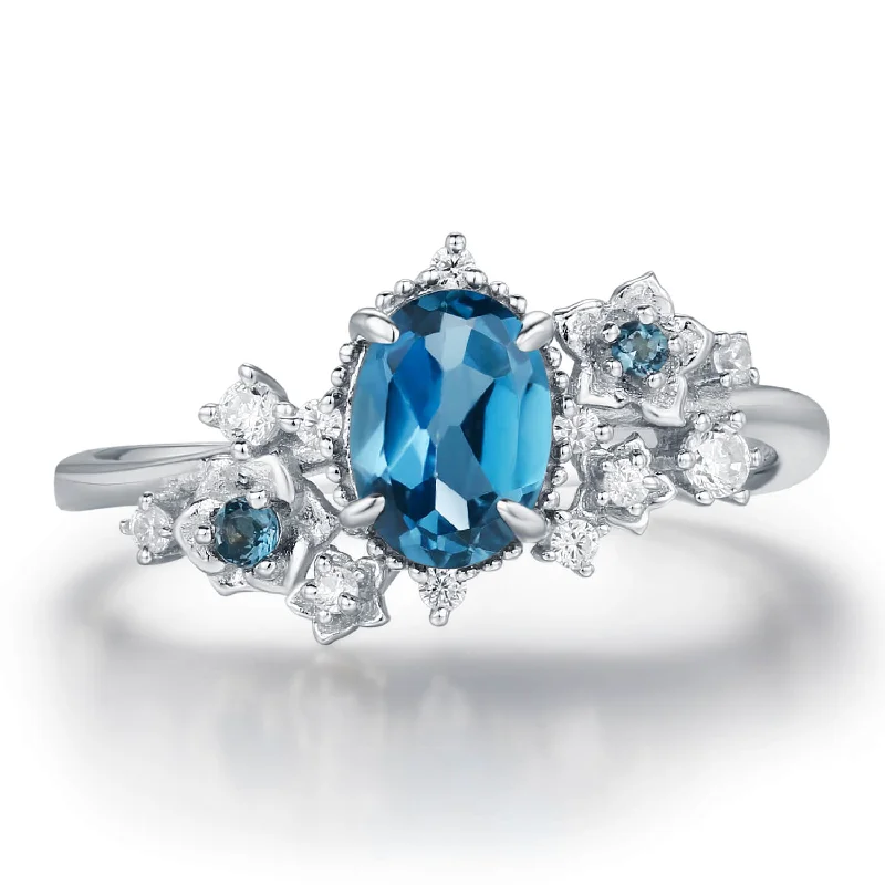 women’s square ring-Midnight Veil London Blue Topaz Ring