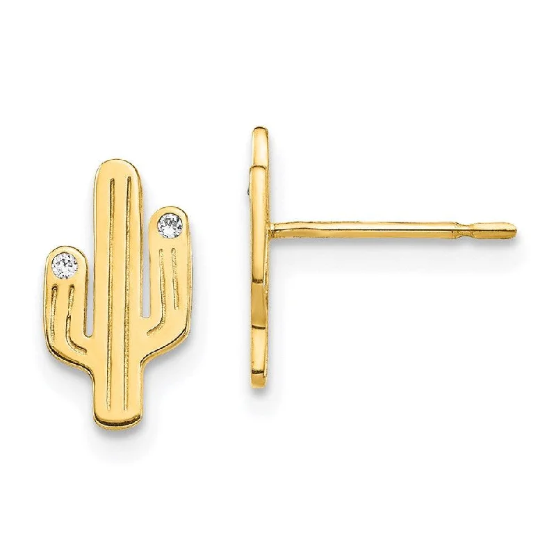 women’s heart-shaped stud earrings-14K Cactus CZ Stud Earrings